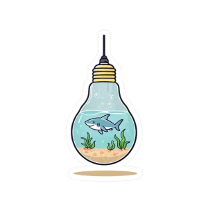 Shark-Inspired Kiss-Cut Vinyl Decals, Cute Light Bulb Stickers for Car, Laptop, Water Bottle, Cute Gift for Shark Lovers