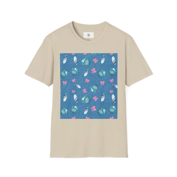 Surfboard Cowboy Disco Softstyle T-Shirt, Beach Tee, Western Shirt, 70s Dance Top, Bow Pattern Tee