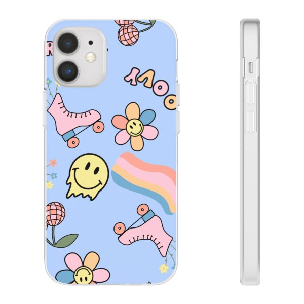 Colorful Retro Flexi Cases - Cute Skate, Smileys & Flowers - Phone Accessories for Teens, Gifts, Festivals, Everyday Use