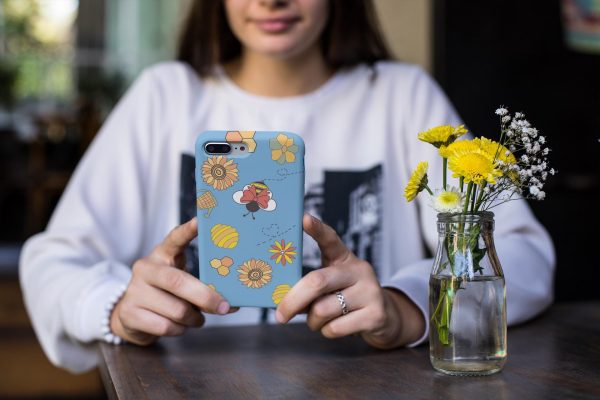 Whimsical Floral Bee Flexi Case, Cute Phone Cover, Nature Lover Gift, Spring Vibes Accessory, Bee Themed Phone Case, Floral Design Phone