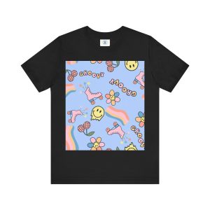 Groovy Cartoon Unisex Jersey Tee, Retro 70s Style Shirt, Fun Summer T-Shirt, Gifts for Flower Power Lovers, Cute Casual Wear