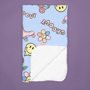 Groovy Velveteen Plush Blanket | Colorful Retro Throw for Cozy Nights, Perfect Gift for Teens, Bedroom Decor, Comfort