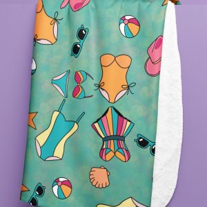 Summer Vibes Velveteen Plush Blanket, Cozy Throw for Beach Lovers, Pool Party, Vacation Decor, Gift for Her, Soft Lightweight Blanket