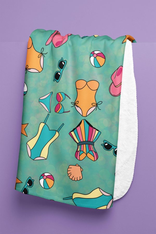 Summer Vibes Velveteen Plush Blanket, Cozy Throw for Beach Lovers, Pool Party, Vacation Decor, Gift for Her, Soft Lightweight Blanket