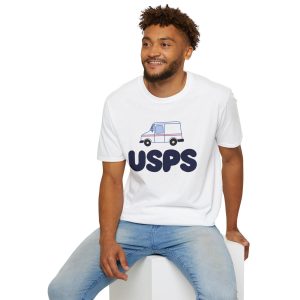 USPS Graphic Tee, Unisex Softstyle T-Shirt, Postal Worker Gift, Delivery Lover Shirt, Casual Everyday Wear, Unique Gift Idea