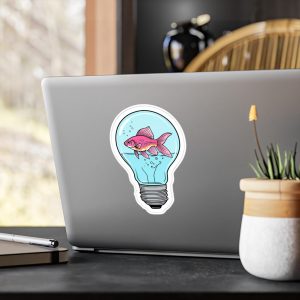 Creative Lightbulb Fish Vinyl Decals - Unique Home Decor, Sticker for Windows, Light Switch, or Phone, Gift for Aquarists